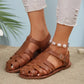 Frendorf | Damen flache Sandalen, geschlossene Zehe, Knöchelriemen, lässige Sommersandalen für den Strand