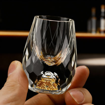 Frendorf | Luxus Kristallgläser mit Goldflocken – Handgefertigt – Set 2 – Perfekt für Whisky & Premium-Drinks