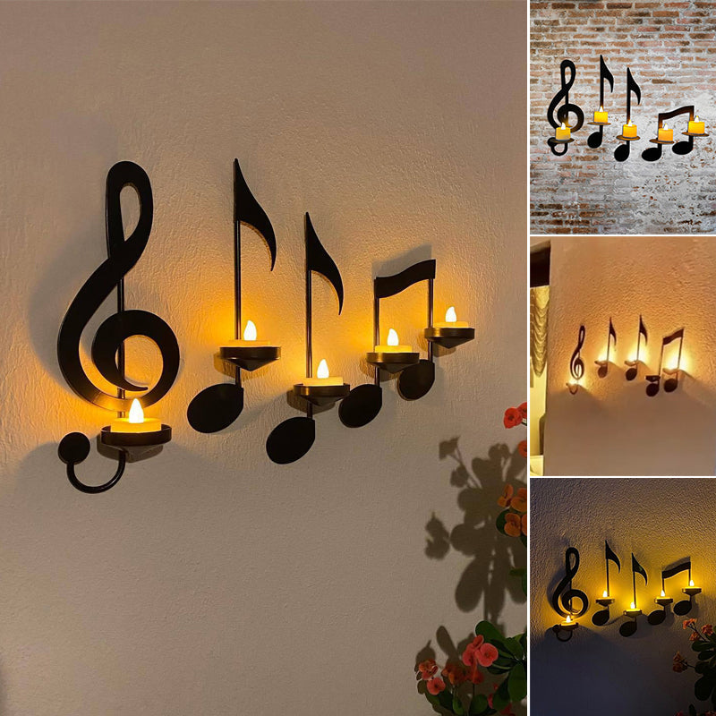 Schwarze Musiknoten Wandlampe