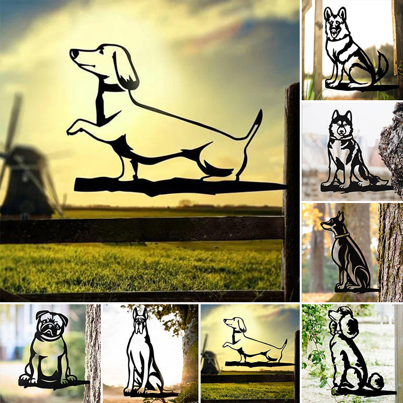 Frendorf | Metal Dog Silhouette Welpen Garten Dekoration