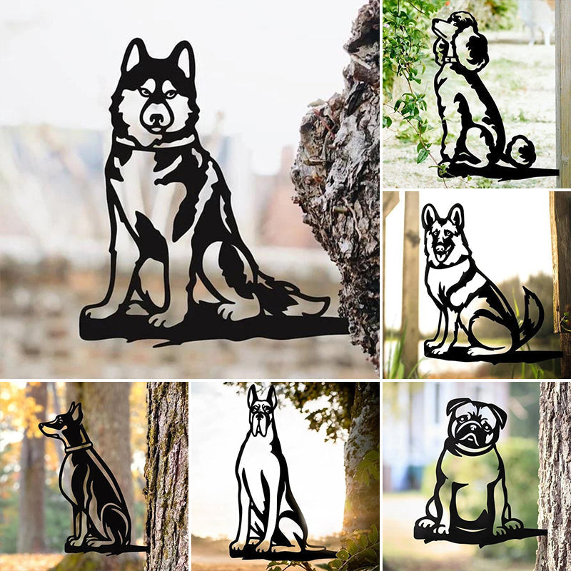 Frendorf | Metal Dog Silhouette Welpen Garten Dekoration