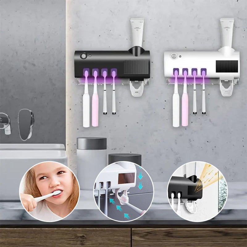 Smart UV-Licht Sterilisator Zahnbürstenhalter, Wandmontage Zahnpastaspender