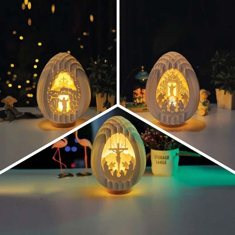 Frendorf | Oster 3D Papier Schreibtischlampe mit leuchtendem Sockel