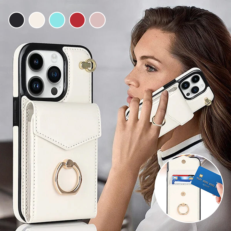 Frendorf | Leder Geldbörse Hülle mit Ring & Lanyard für iPhone