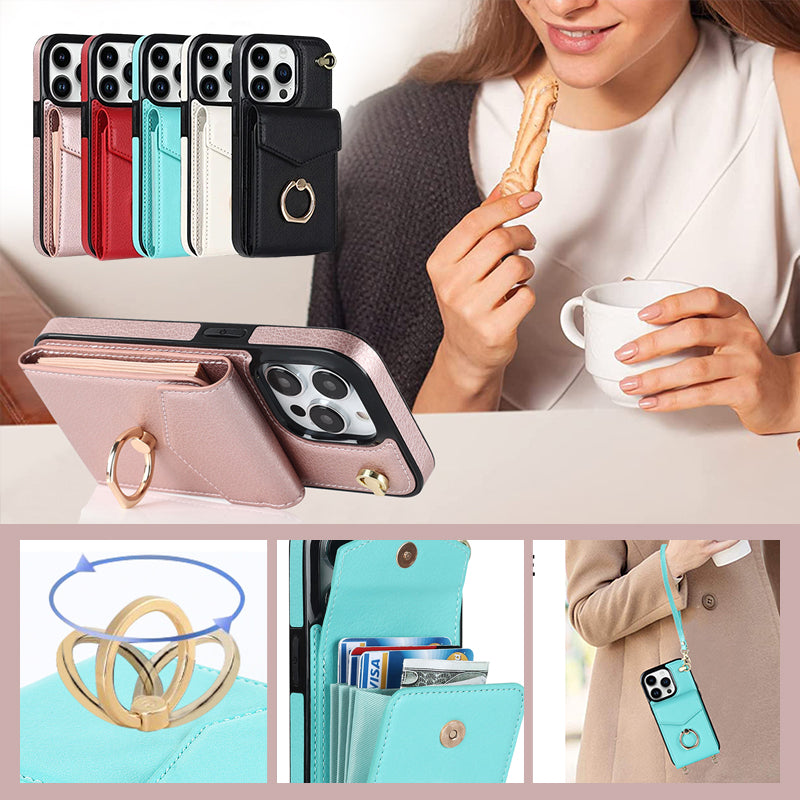 Frendorf | Leder Geldbörse Hülle mit Ring & Lanyard für iPhone