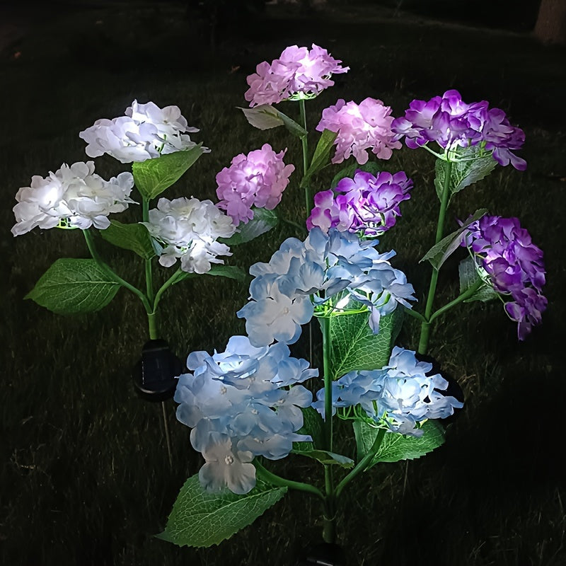 Royaleva Solar-Hortensien-Gartenlichter - Lebendige LED-Blumenstecker für die Außendekoration