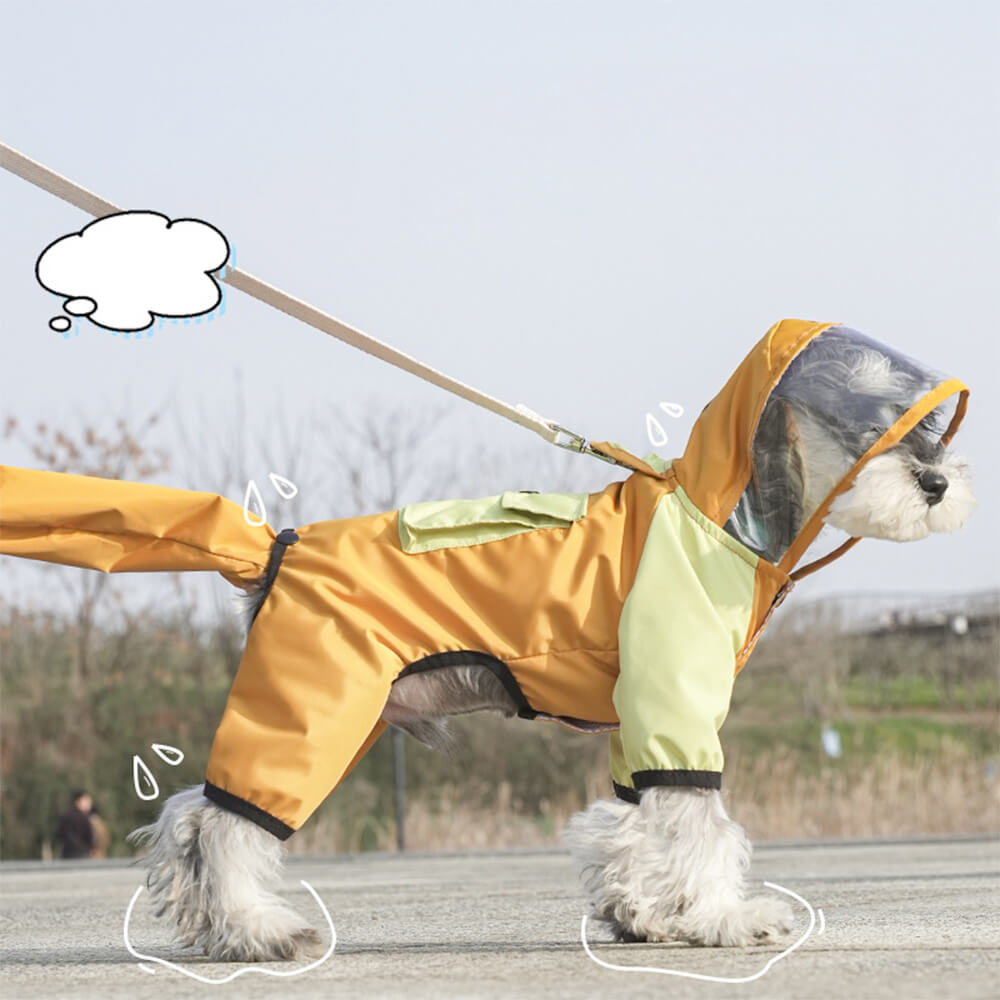 Allwetter wasserdicht Vollabdeckung Reflective Hund Kapuzenregenmantel