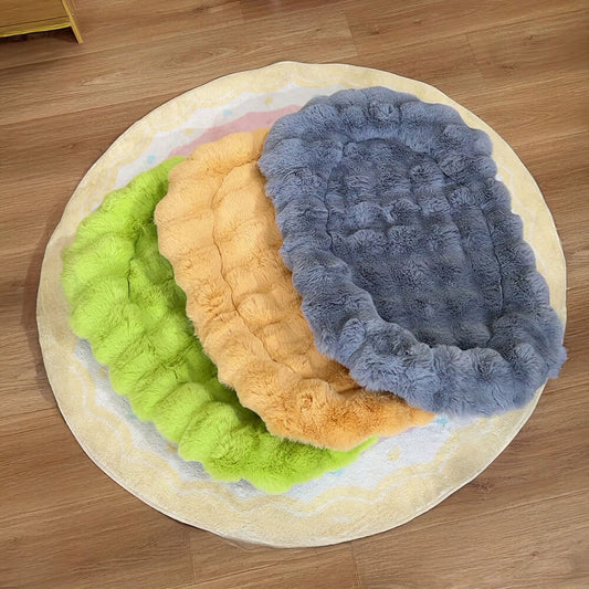 Elliptische Faux-Kaninchenfell-Schwammunterstützung Multi-Funktions-Hund- & Katzenmatte
