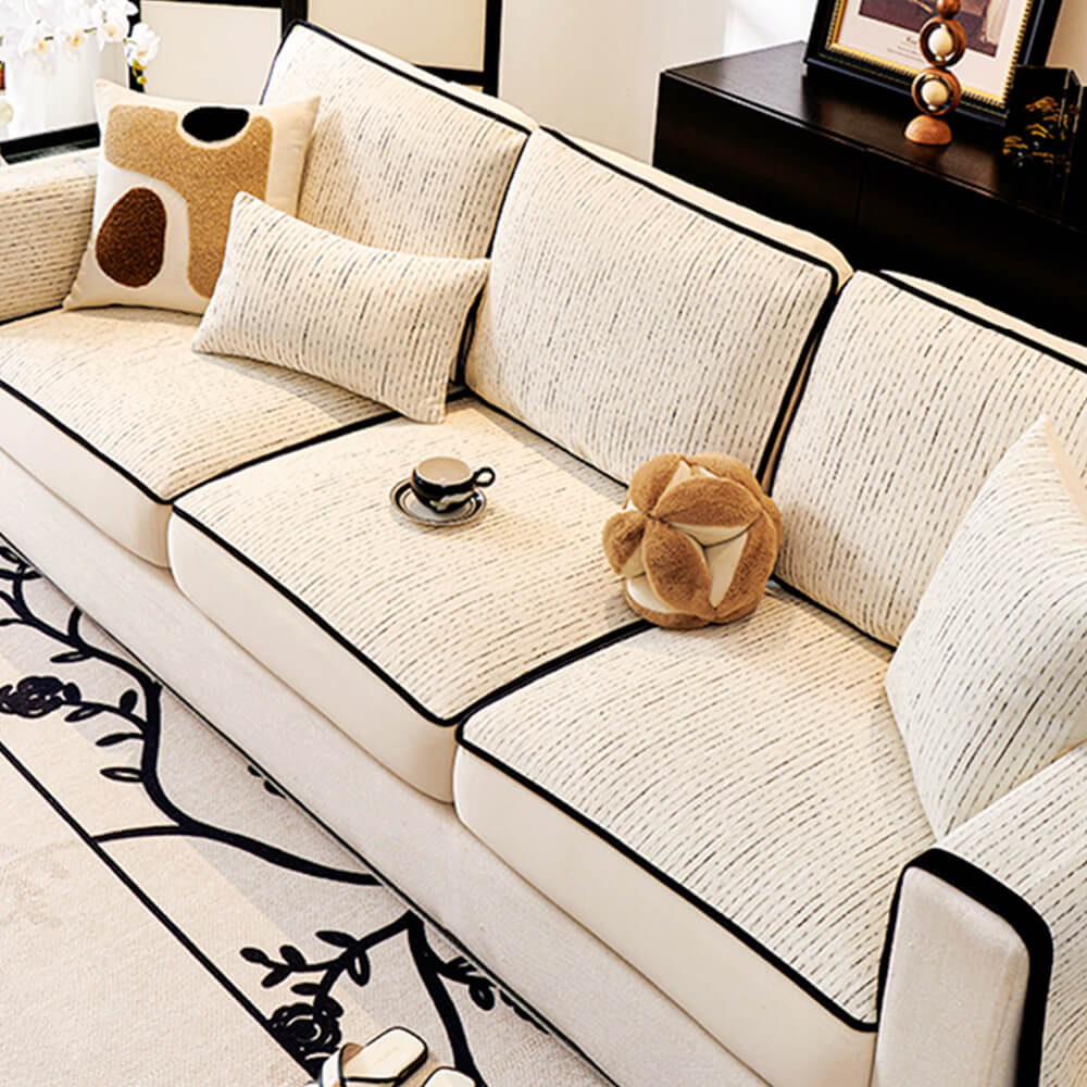Lineare Moderne Stretch Chenille Vollumhüllung Couchbezug