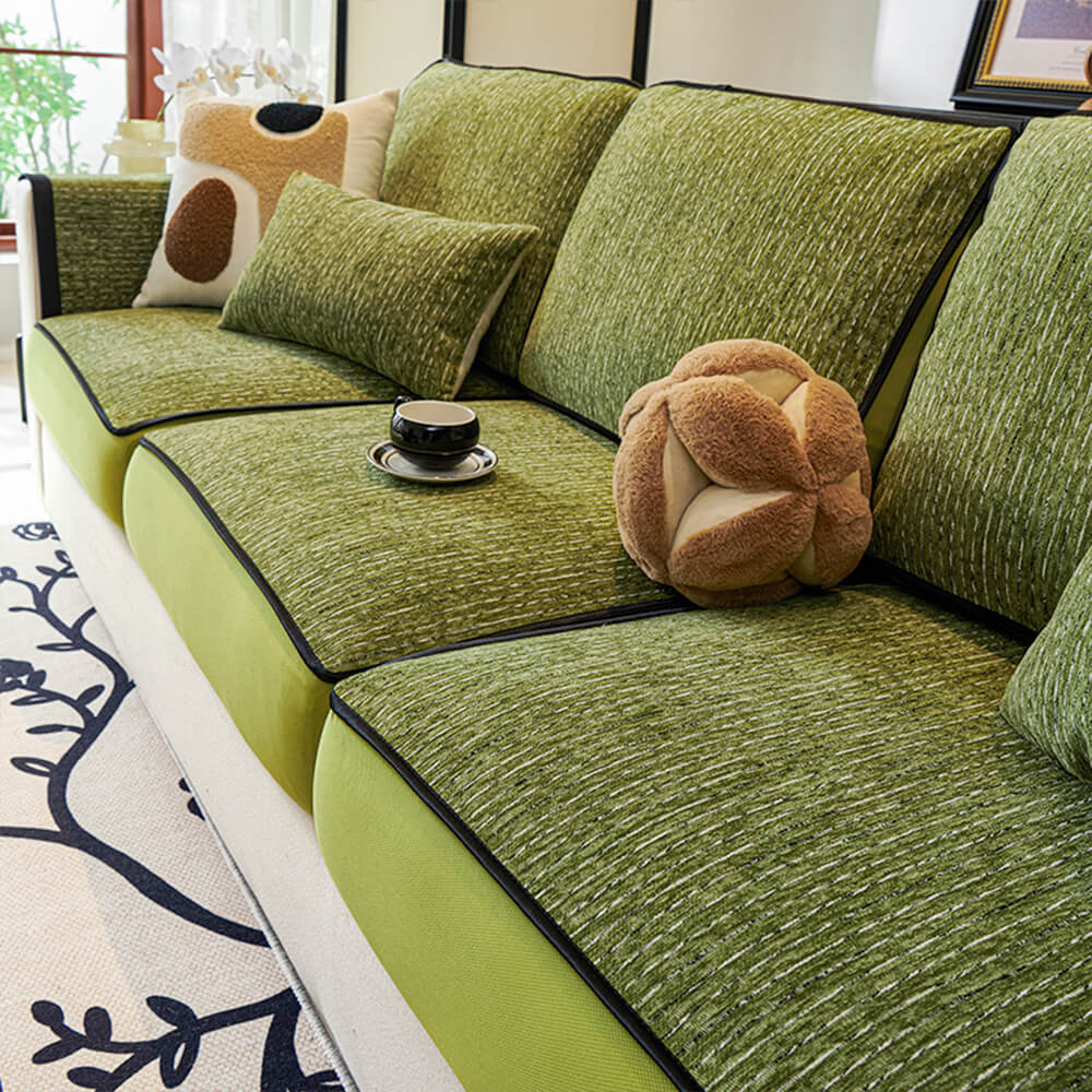 Lineare Moderne Stretch Chenille Vollumhüllung Couchbezug