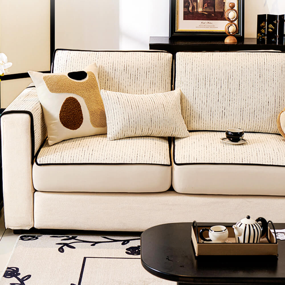 Lineare Moderne Stretch Chenille Vollumhüllung Couchbezug