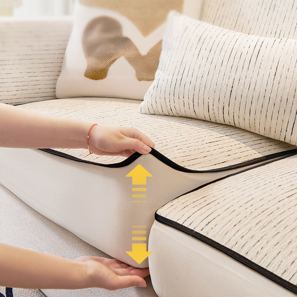 Lineare Moderne Stretch Chenille Vollumhüllung Couchbezug