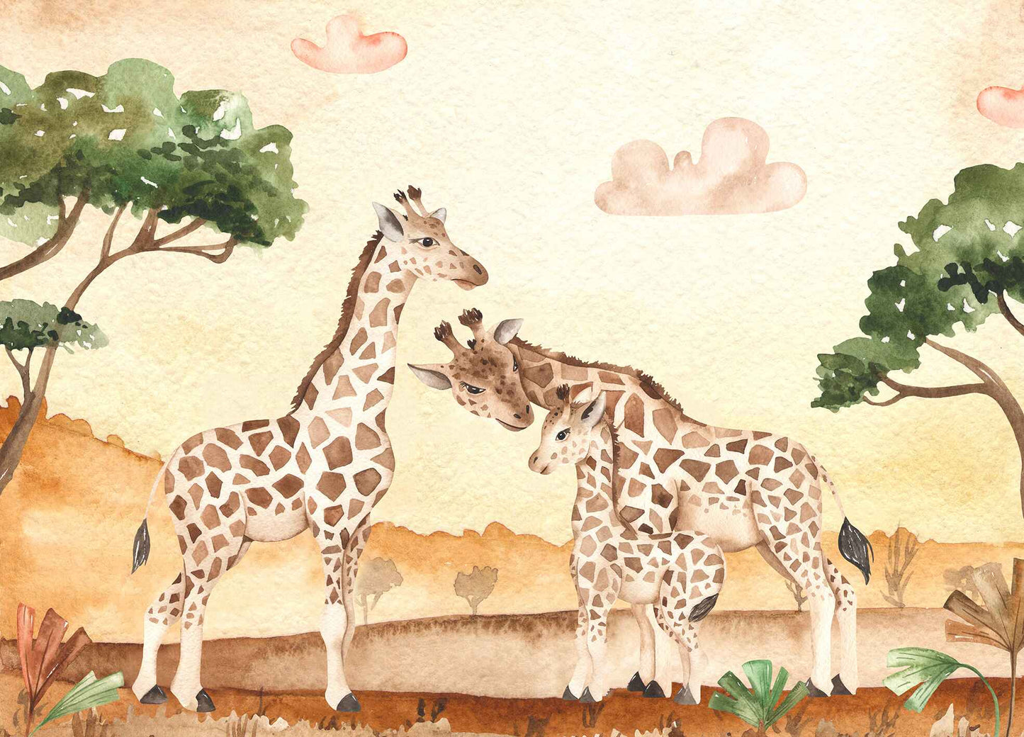 Frendorf | Fabulous Giraffe Family Sunset Wallpaper Mural