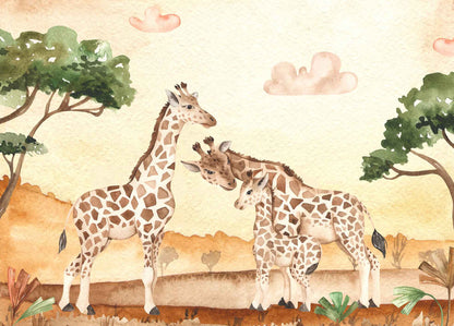 Frendorf | Fabulous Giraffe Family Sunset Wallpaper Mural