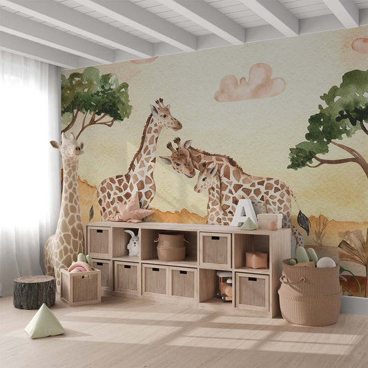Frendorf | Fabulous Giraffe Family Sunset Wallpaper Mural