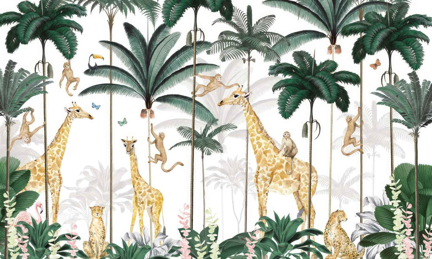 Frendorf | Fabulous giraffe in tropical forest wallpaper mural