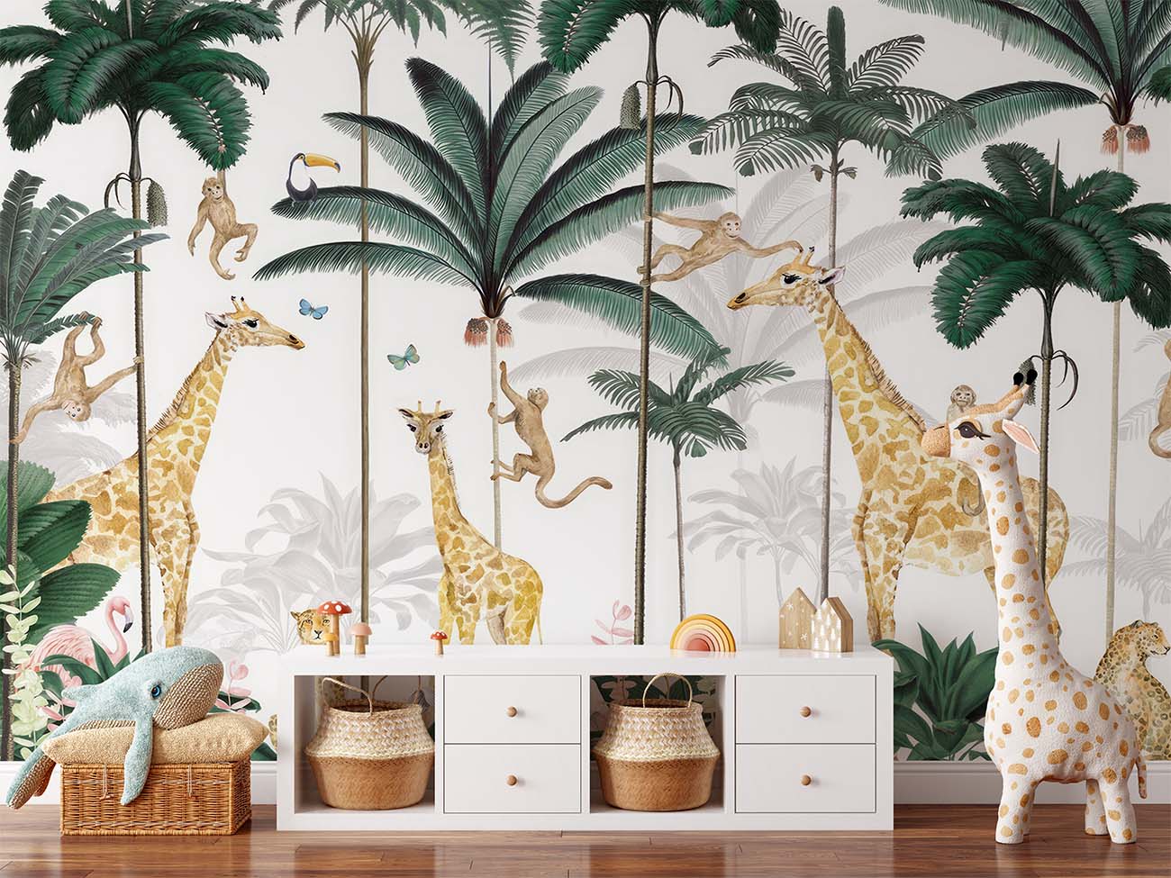 Frendorf | Fabulous giraffe in tropical forest wallpaper mural