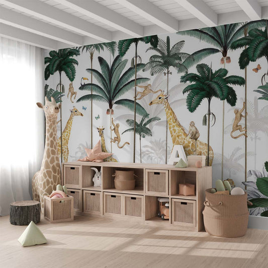 Frendorf | Fabulous giraffe in tropical forest wallpaper mural