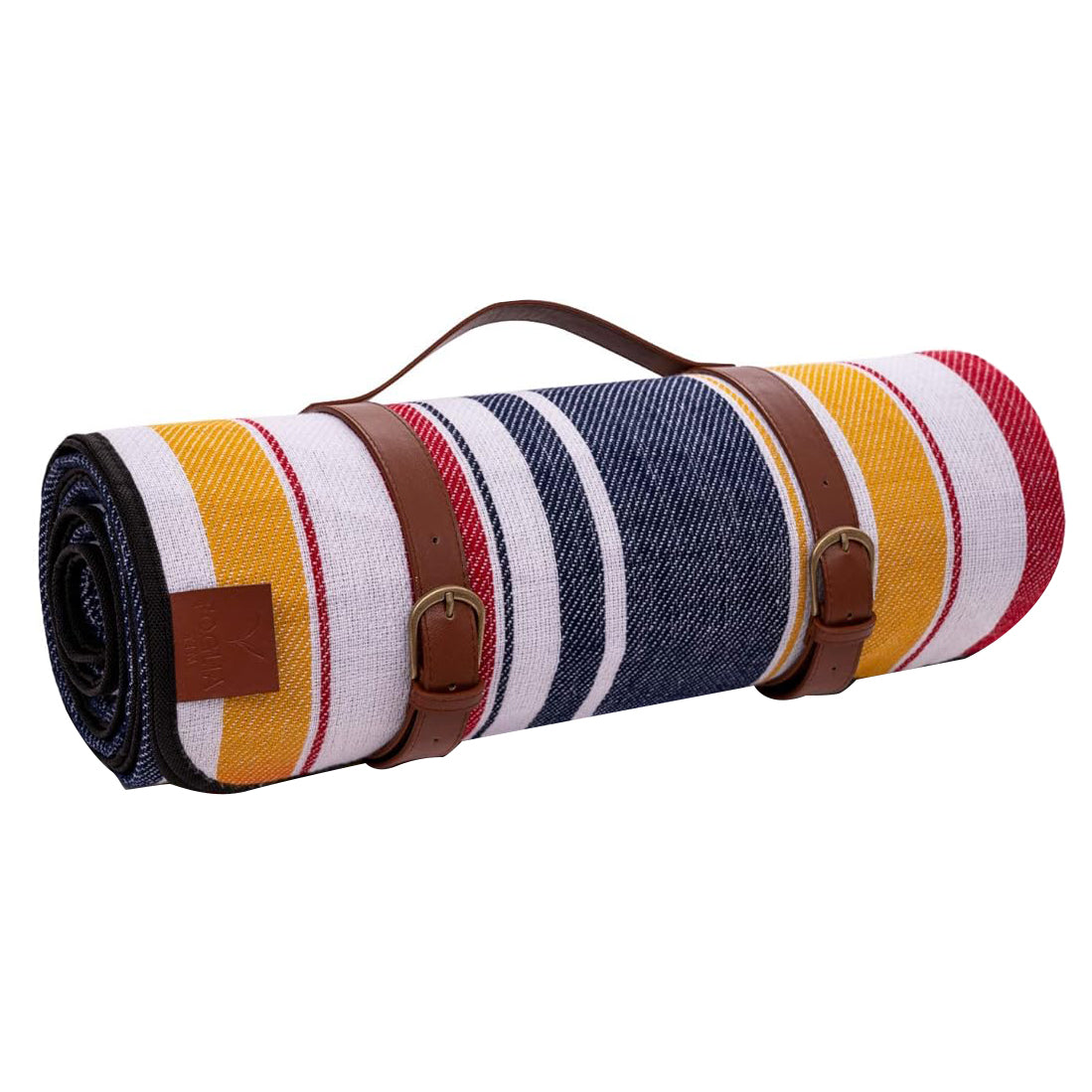 Frendorf | Dicke maßgeschneiderte wasserdichte Outdoor-Camping-Picknickmatte handgefertigt gestrickte rollbare gefaltete Picknickdecke mit PU-Leder griffbereit