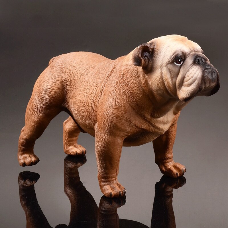 Mode 1Stk Beige/Braun British Bulldog Modell Französisch Englisch Bulldog Harz Simulation Hundeskulptur Spielzeug für Actionfigur