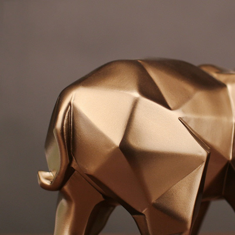 Mode Abstrakt Gold Elefant Statue Harz Ornamente Haus Dekoration Zubehör Geschenk Geometrische Elefant Skulptur Handwerk Raum