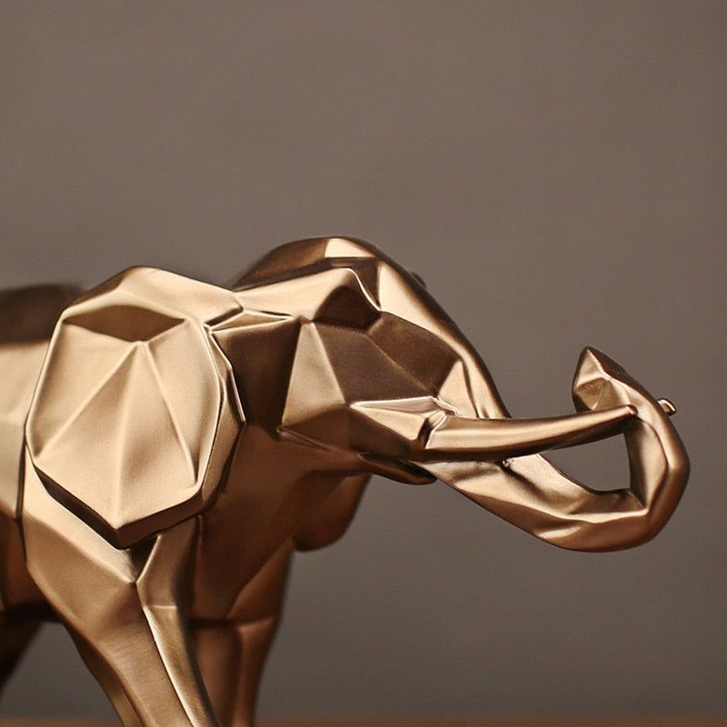 Mode Abstrakt Gold Elefant Statue Harz Ornamente Haus Dekoration Zubehör Geschenk Geometrische Elefant Skulptur Handwerk Raum