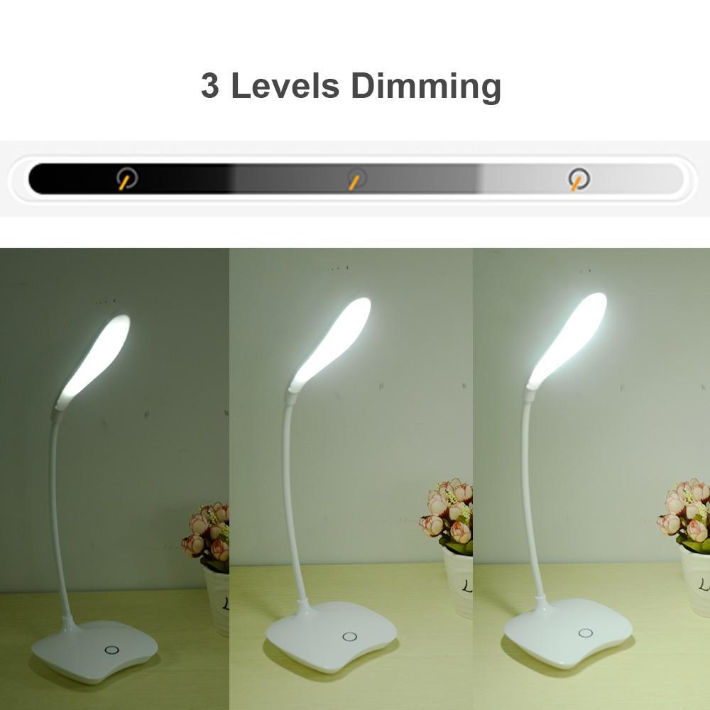 Frendorf | Flexibel 14 LED Stehlampe Moderne Touch-Schalter 3 Modi Dimmer USB wiederaufladbare Lese-Studienlampe Tischlampe für Schlafzimmer