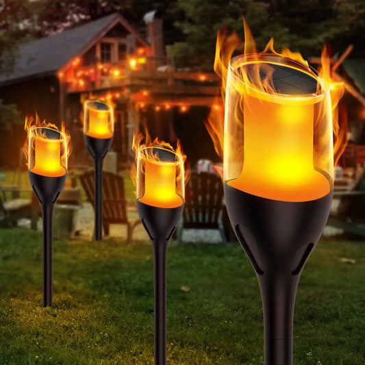 Outdoor flackernde Flammenlichter, Solar-Fackel-Gartenlampen, wasserdichtes LED für Terrasse und Garten