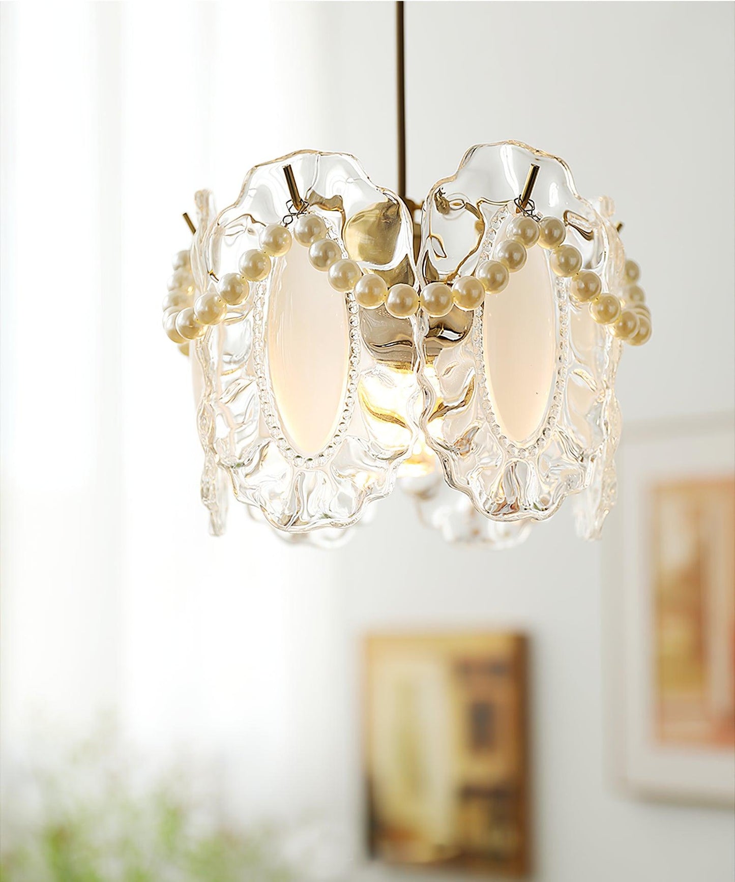 Frendorf | LumiPetal Glas Pendelleuchte | Florales Design | Elegante Beleuchtung | Deko für Zuhause