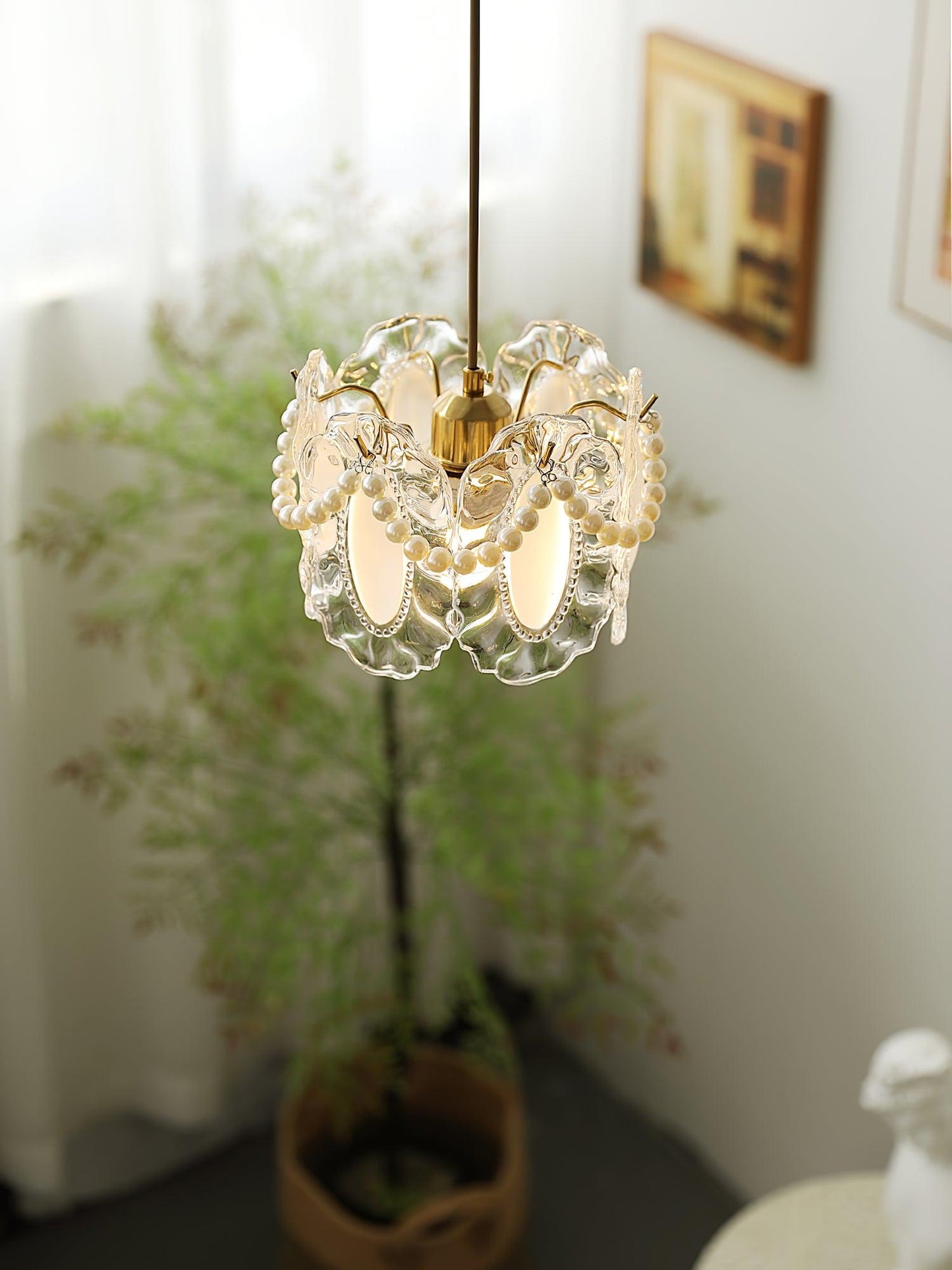 Frendorf | LumiPetal Glas Pendelleuchte | Florales Design | Elegante Beleuchtung | Deko für Zuhause