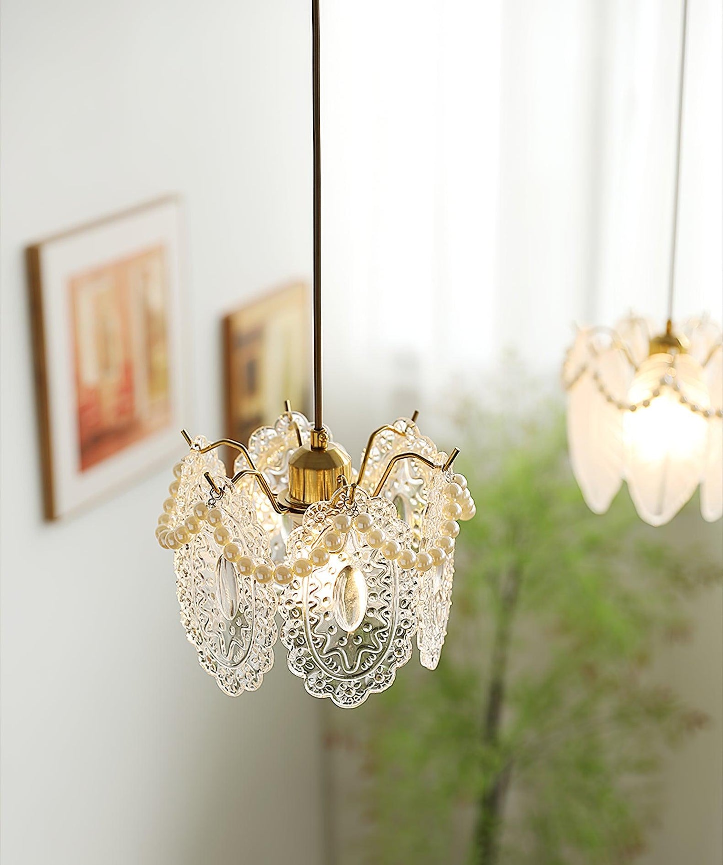 Frendorf | LumiPetal Glas Pendelleuchte | Florales Design | Elegante Beleuchtung | Deko für Zuhause