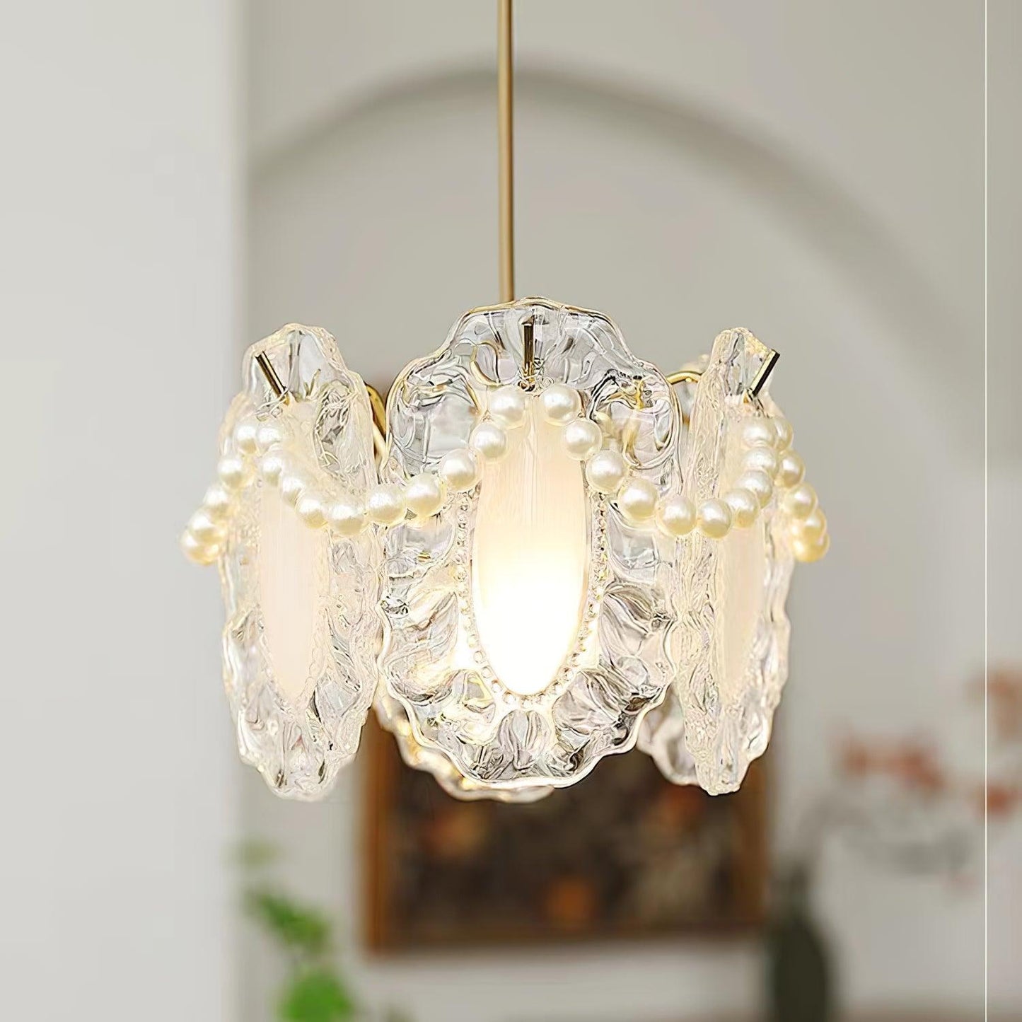 Frendorf | LumiPetal Glas Pendelleuchte | Florales Design | Elegante Beleuchtung | Deko für Zuhause