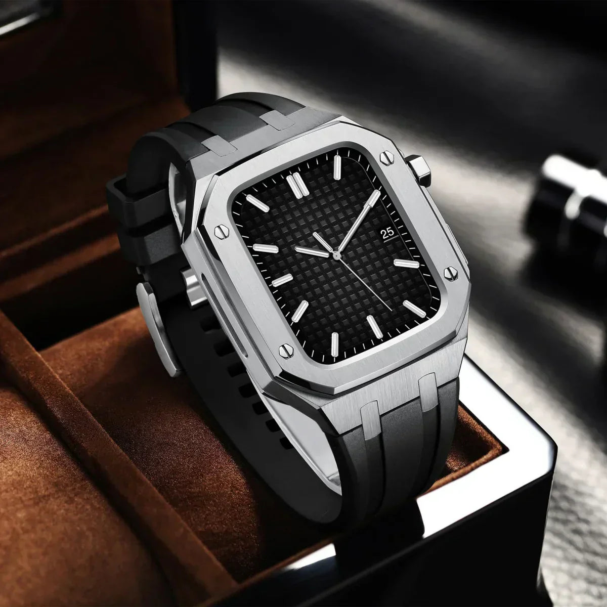 Frendorf | AP9009 Silikonband 316L Edelstahl Uhrengehäuse Retrofit-Kit für die Apple Watch