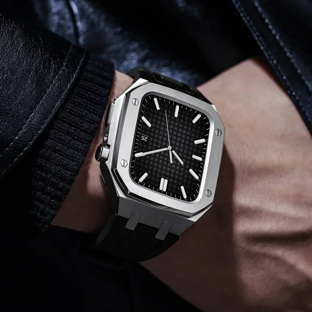 Frendorf | AP9009 Silikonband 316L Edelstahl Uhrengehäuse Retrofit-Kit für die Apple Watch