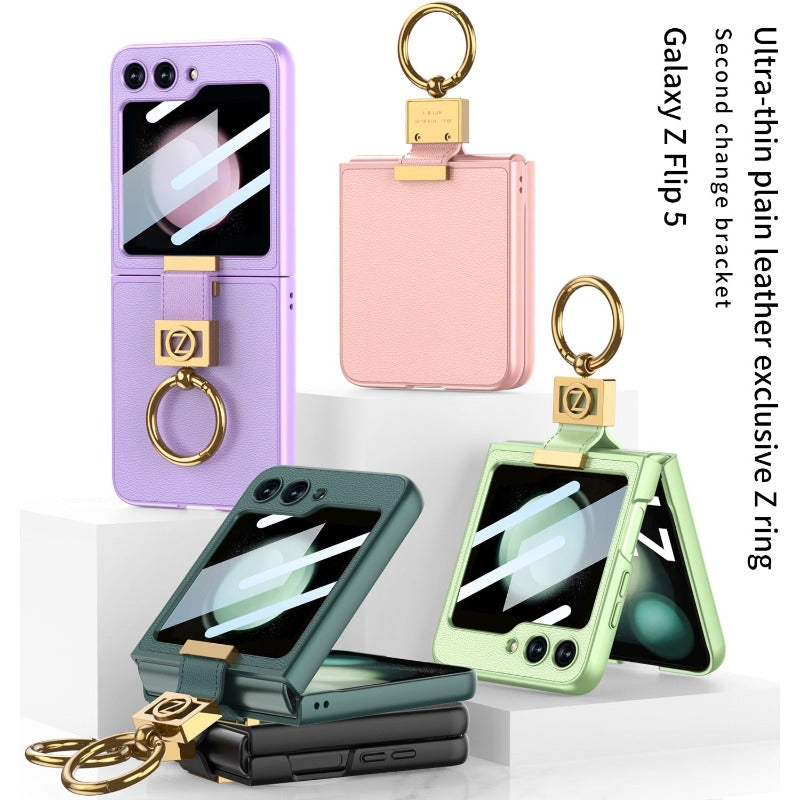 Frendorf | Mit Ring Stand Ultra-Dünne Handyhülle mit eingebautem kleinen Bildschirm für Samsung Galaxy Z Flip 6