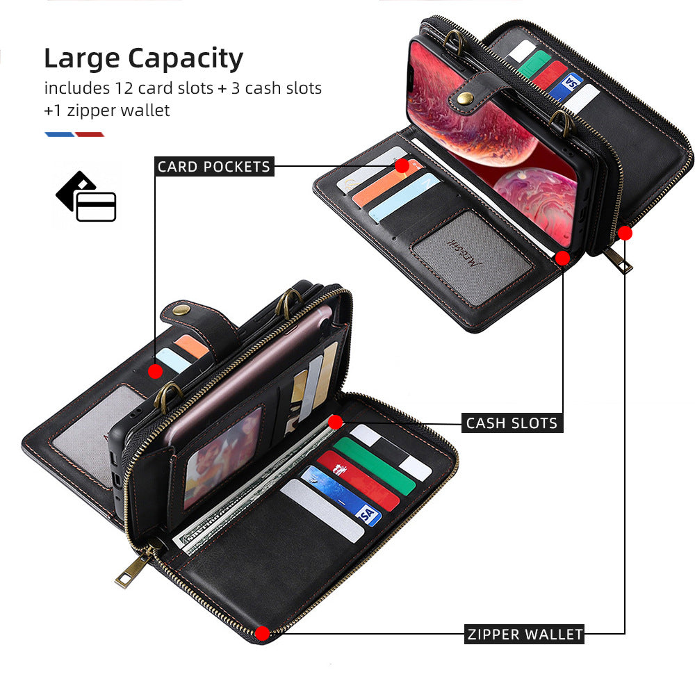Frendorf | Reißverschluss Abnehmbare Leder Frauen Brieftasche Flip Karte Magnetische Fall Mit Sollte Strap Für iPhone