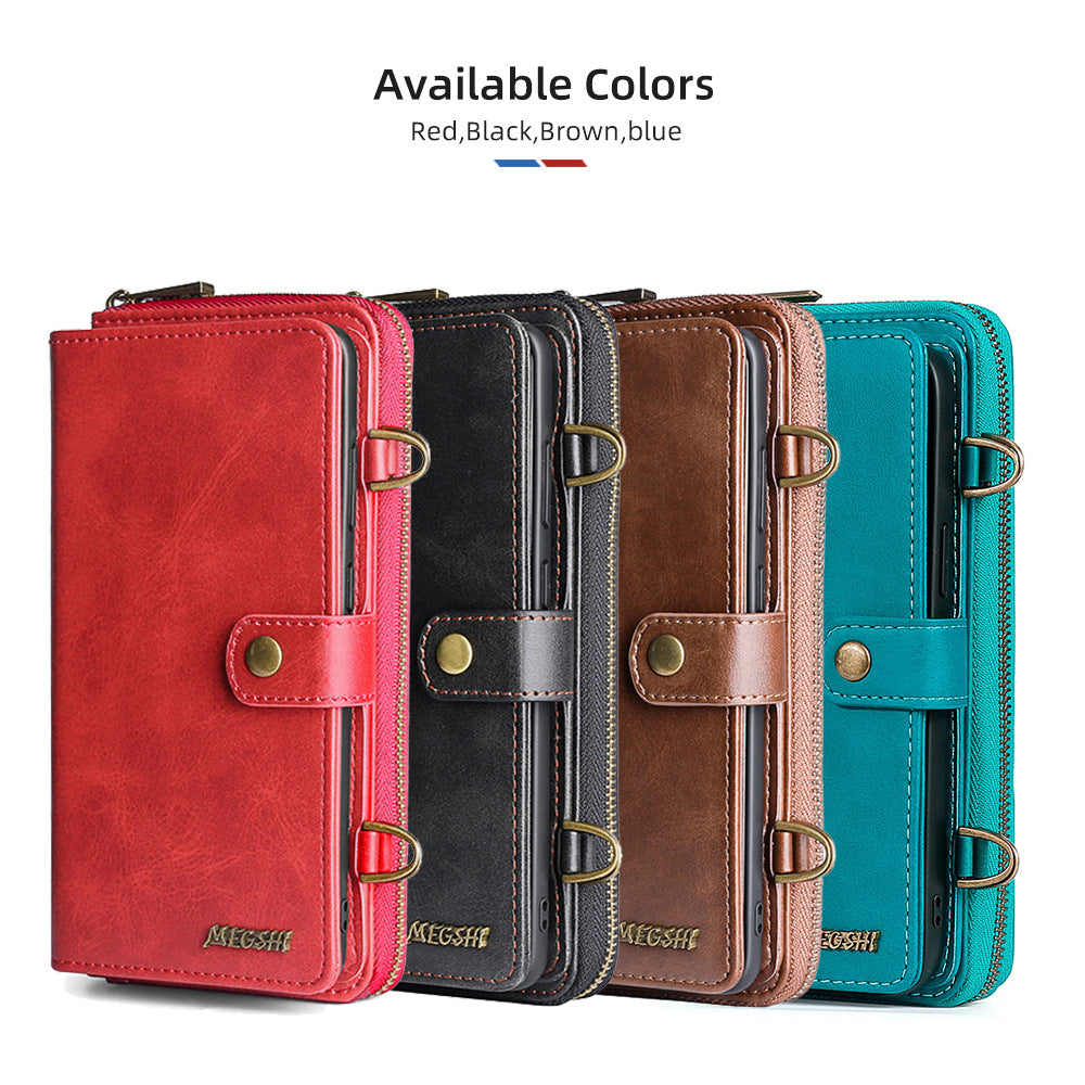 Frendorf | Reißverschluss Abnehmbare Leder Frauen Brieftasche Flip Karte Magnetische Fall Mit Sollte Strap Für iPhone
