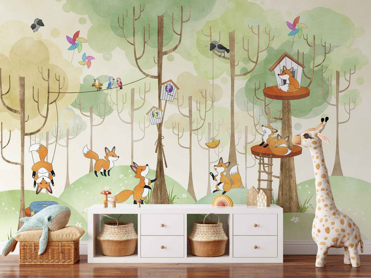 Frendorf | Fox Baumhaus Waldszene Wandmural Tapete