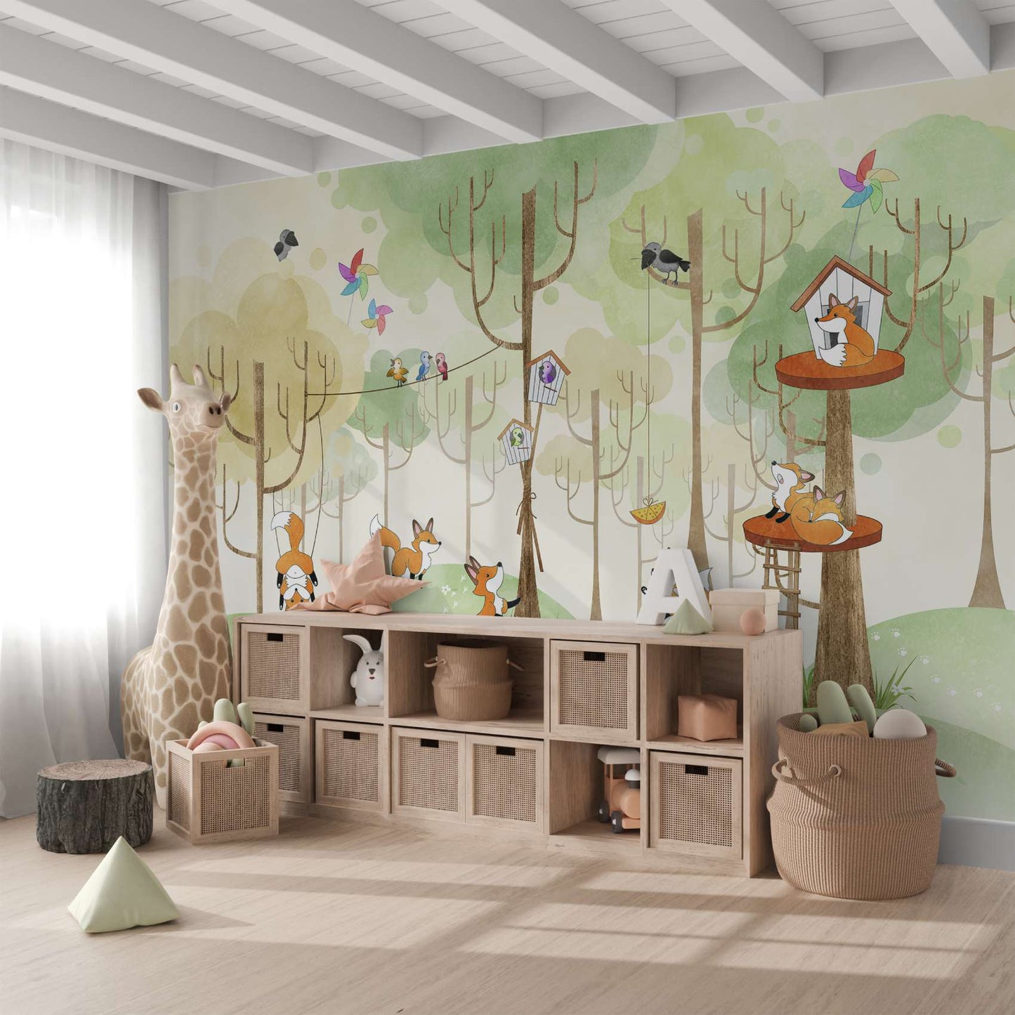 Frendorf | Fox Baumhaus Waldszene Wandmural Tapete