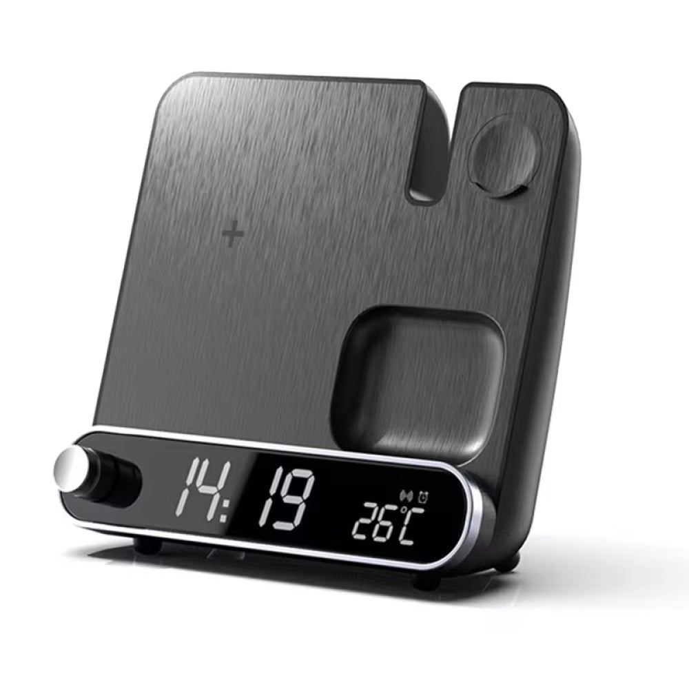 Frendorf | 3-in-1 Ladestation: Wecker mit iPhone-Ladegerät, Uhrenständer und Telefon-Lade Dock für Apple-Geräte