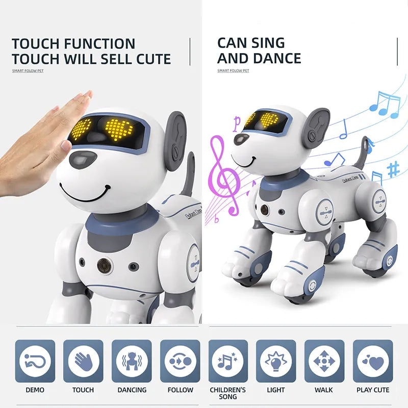 Roboter-Elektronikhund, Stunt-Hund, Sprachbefehl, programmierbarer Berührungssinn, Musiklied, Roboterhund für Kinderspielzeug