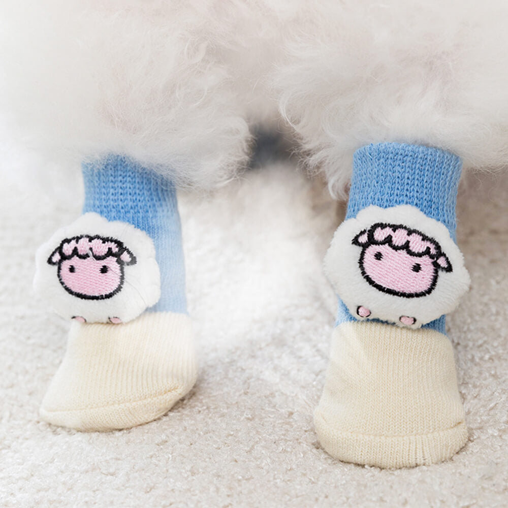 3D Tier Warm Anti-Rutsch Atmungsaktive Gemütliche Hundesocken