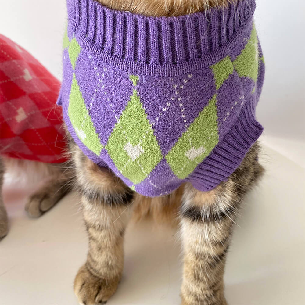 Argyle Herz Hund Strickpullover Passender Pullover Für Hunde Und Besitzer