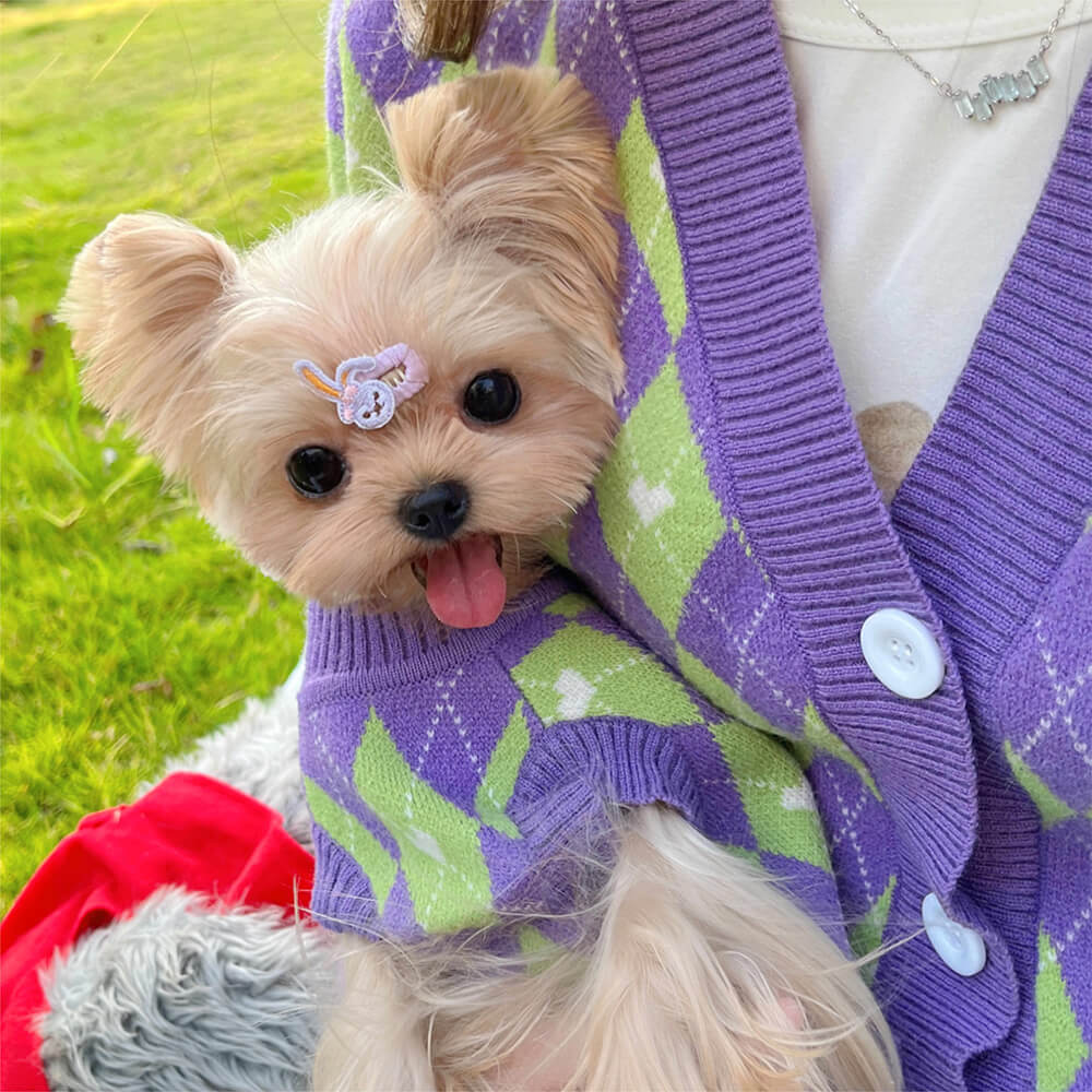 Argyle Herz Hund Strickpullover Passender Pullover Für Hunde Und Besitzer