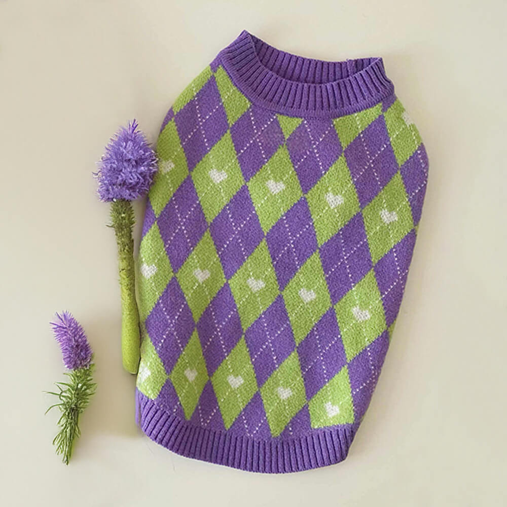 Argyle Herz Hund Strickpullover Passender Pullover Für Hunde Und Besitzer