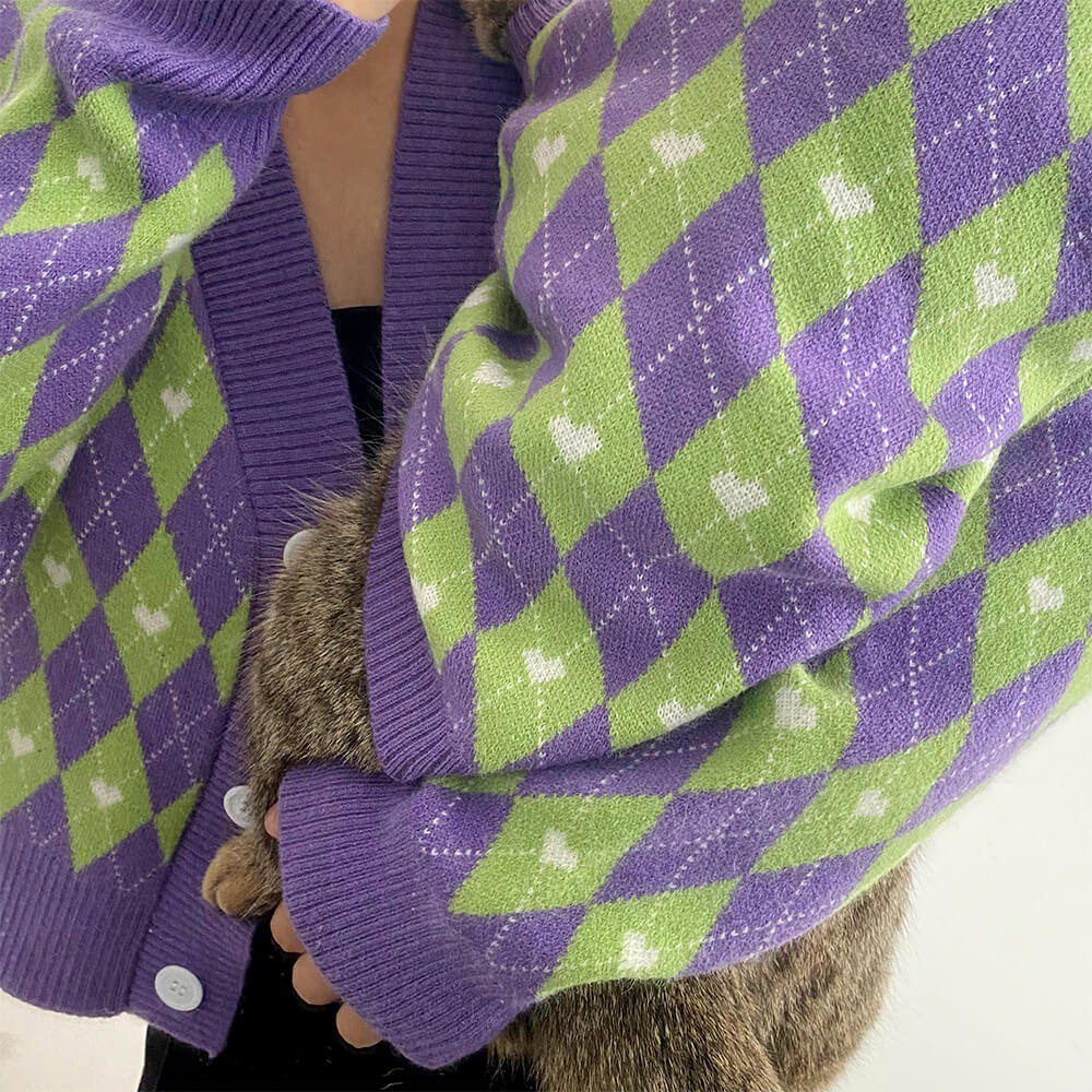 Argyle Herz Hund Strickpullover Passender Pullover Für Hunde Und Besitzer