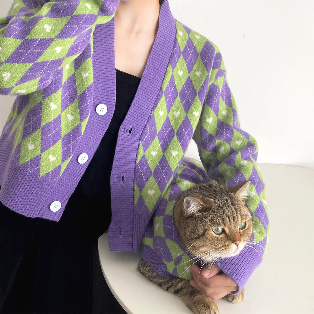 Argyle Herz Hund Strickpullover Passender Pullover Für Hunde Und Besitzer