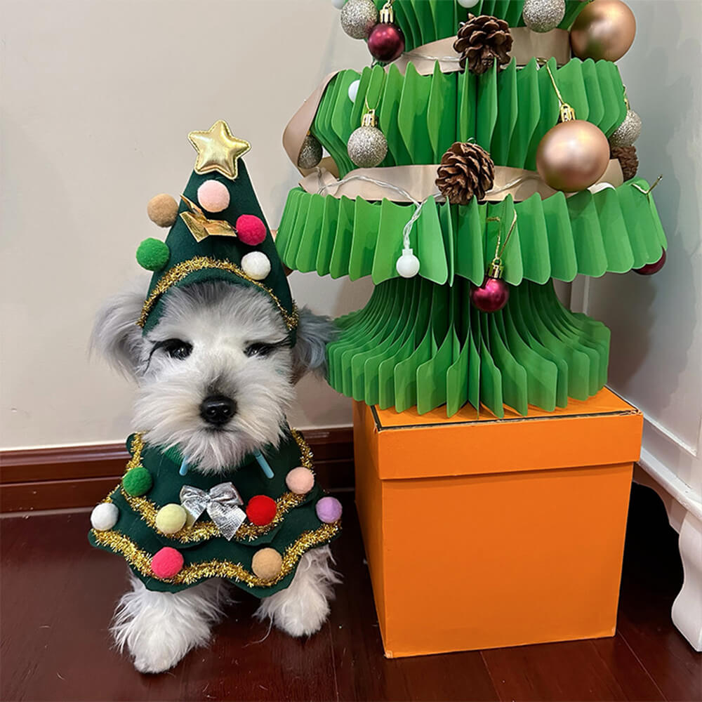 Weihnachtsbaum Hut Umhang Outfit Cosplay Hund & Katze Kostüm