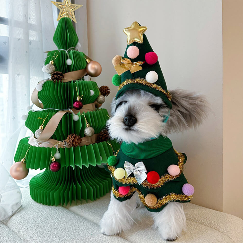 Weihnachtsbaum Hut Umhang Outfit Cosplay Hund & Katze Kostüm