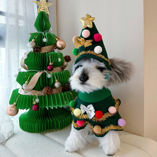 Weihnachtsbaum Hut Umhang Outfit Cosplay Hund & Katze Kostüm